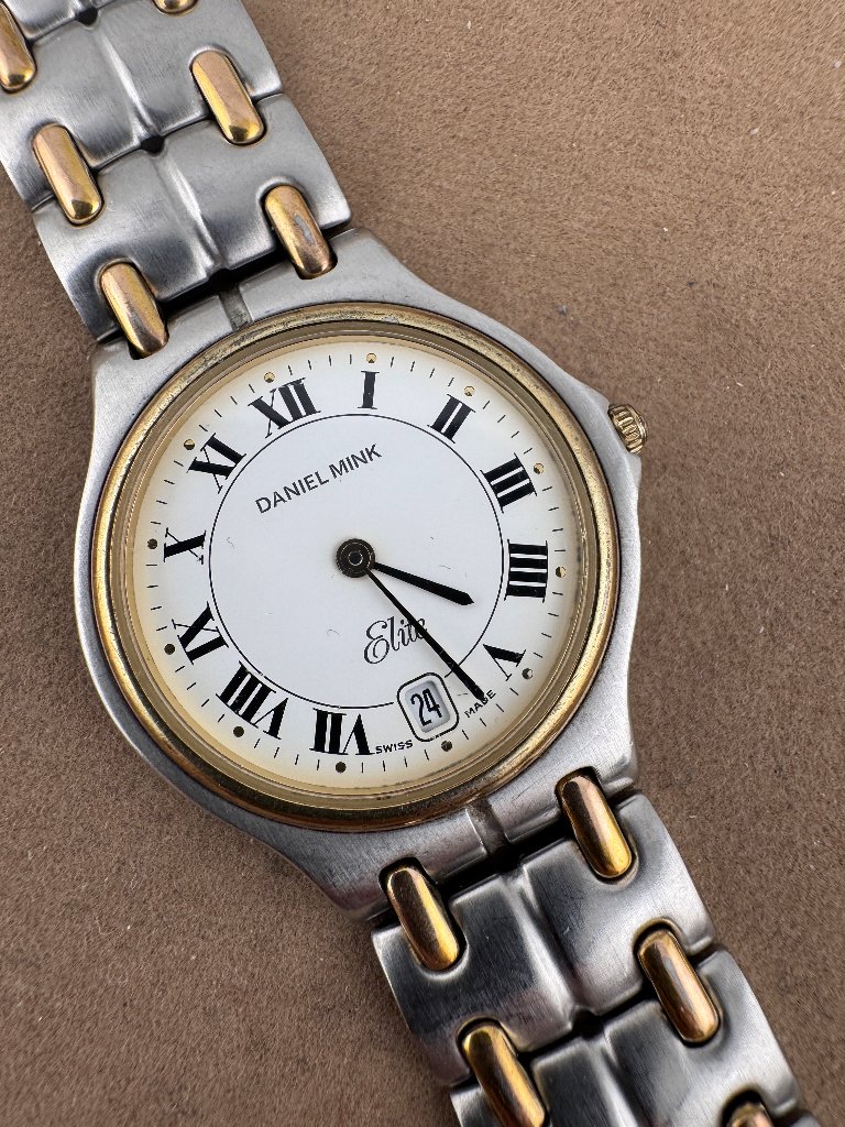 Vintage 2 Tone Gold Daniel Mink "Elite" Swiss Made Watch